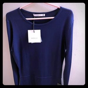 Cooper St French Navy Dress Blue Slim Bell Sleeve